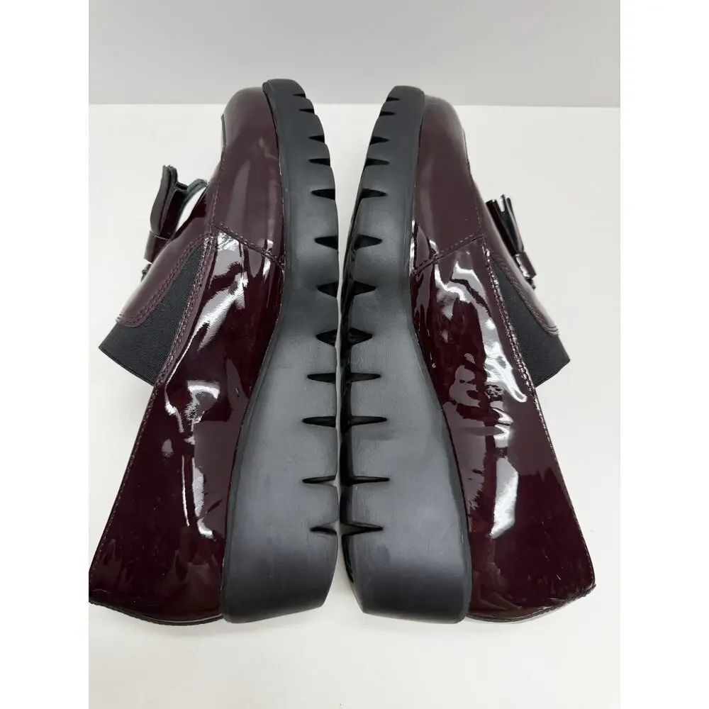 Wondersfly Women’s Patent Leather Burgundy Wedge Loafers with Tassels Size 40/9